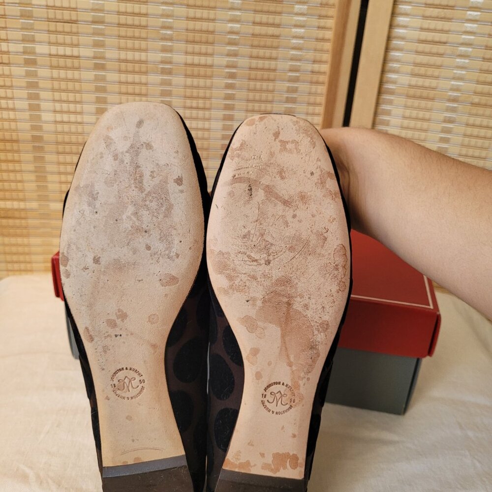 JOHNSON AND MURPHY Black Satin Smoking Ballet Flats - Picture 3 of 6